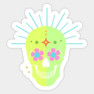 Green Sugar Skull Sticker